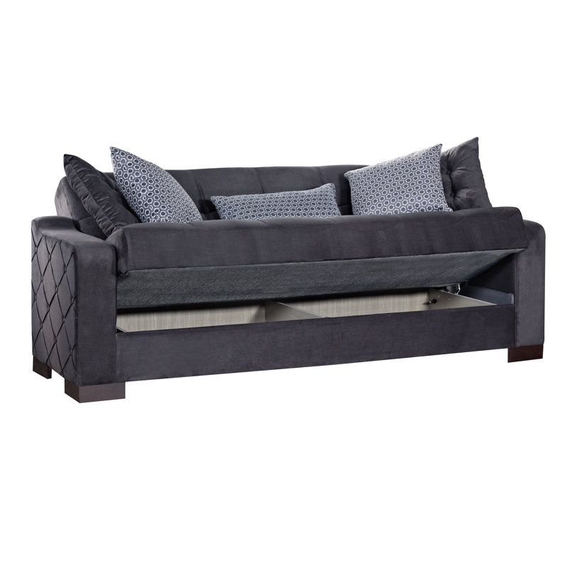 Tevrat Twin 89'' Upholstered Convertible Sofa, Gray Microfiber/Microsuede