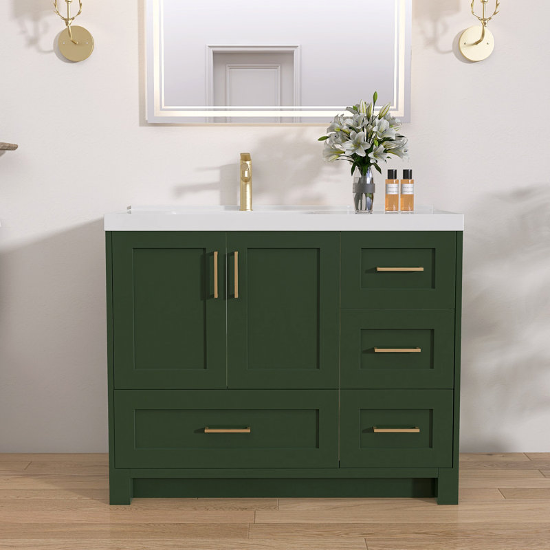 Ensemble de meuble-lavabo simple 42 po Milchan, Vert, Or