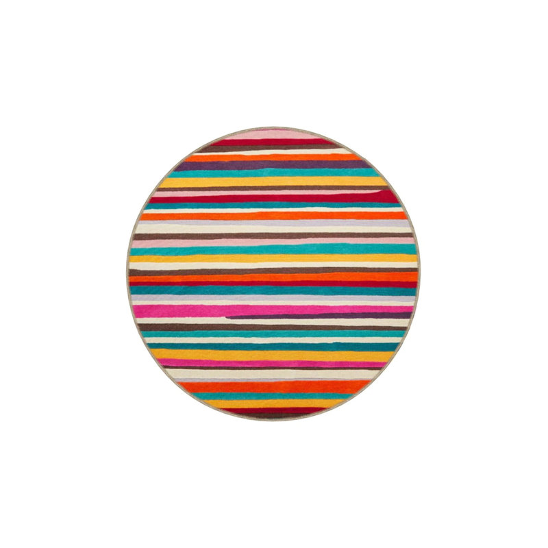 Multicolored Plain Thick Striped Colorful Patterned Decorative Carpet, Rectangle 2'4" x 4'