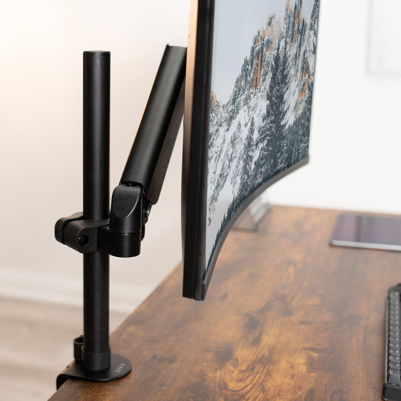 Black Full Motion Pneumatic Pole Mount Monitor Arm for 17-32 inch Screens
