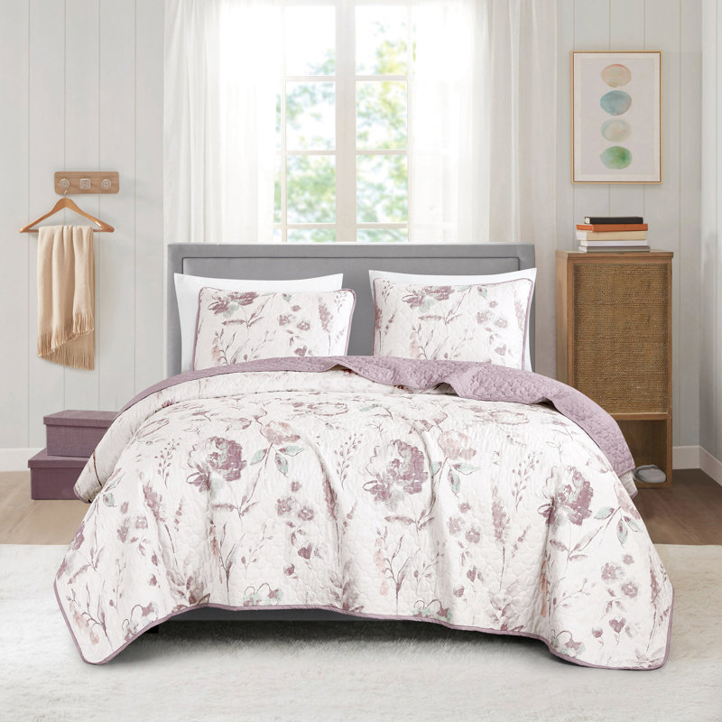 Ensemble de couvre-lit réversible 3 pièces Menefer, King Bedspread + 2 Shams