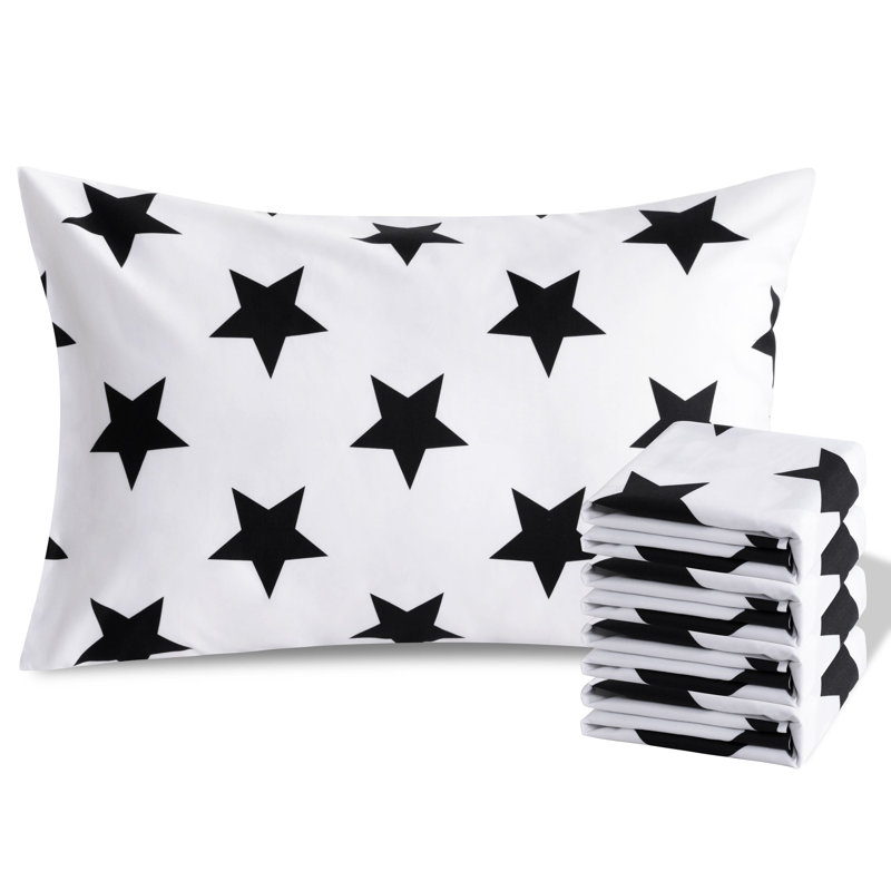 Microfiber Envelope Closure Print Pillowcases, Black/White Starburst
