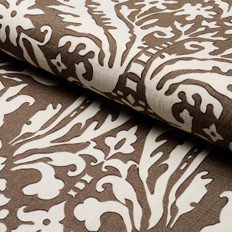 Schumacher X Veere Grenney Suffolk Damask Fabric, Brown