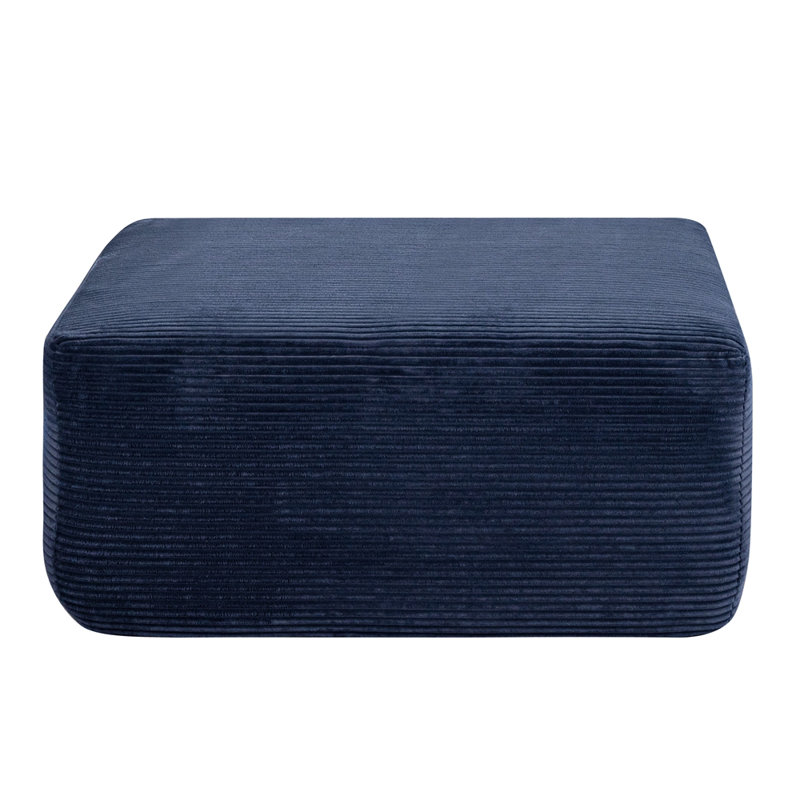 Tabouret de repose-pieds carré large en velours côtelé large, siège cube arrondi rembourré, table basse multifonctionnelle en mousse haute densité pour le salon, sans assemblage