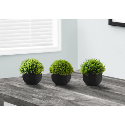 5 po de hauteur, 3 plantes artificielles en pots noirs pour table d'intérieur, aspect d'apparence réaliste avec pot artificiel, utilisation à long terme