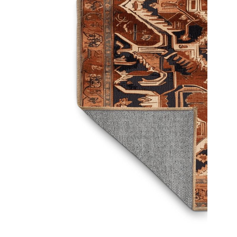 Machine Washable Persian Brown Area Rug, Square 7'