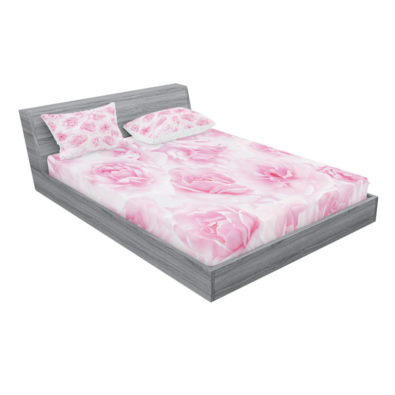 Microfiber Floral Sheet Set, Queen Sheet Set with Fitted Sheet