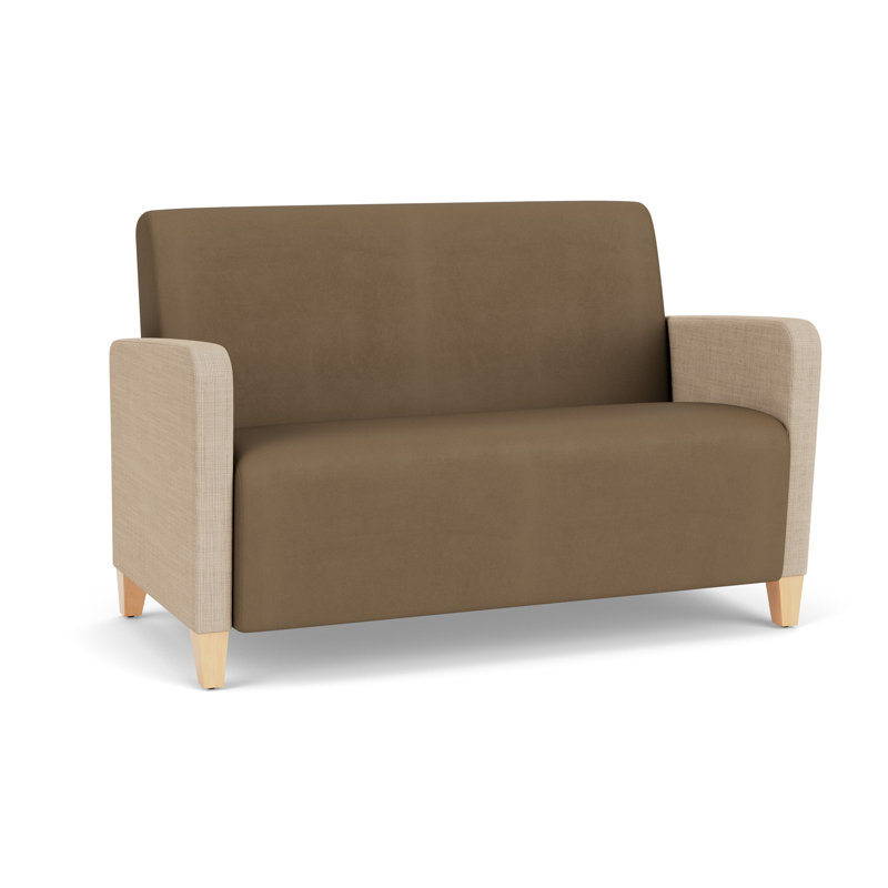 Causeuse de réception Ravenna, Chambray calcaire / Patriot Plus taupe, Bois naturel