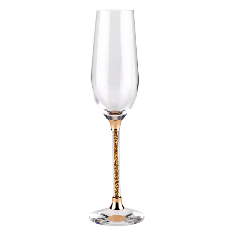 Sparkles Home | Flûtes à tiges Vetrina | Verres à vin en cristal | Accents de strass, Doré, 6