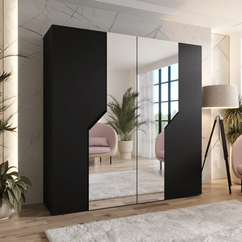 Manufactured Wood Wardrobe, Black