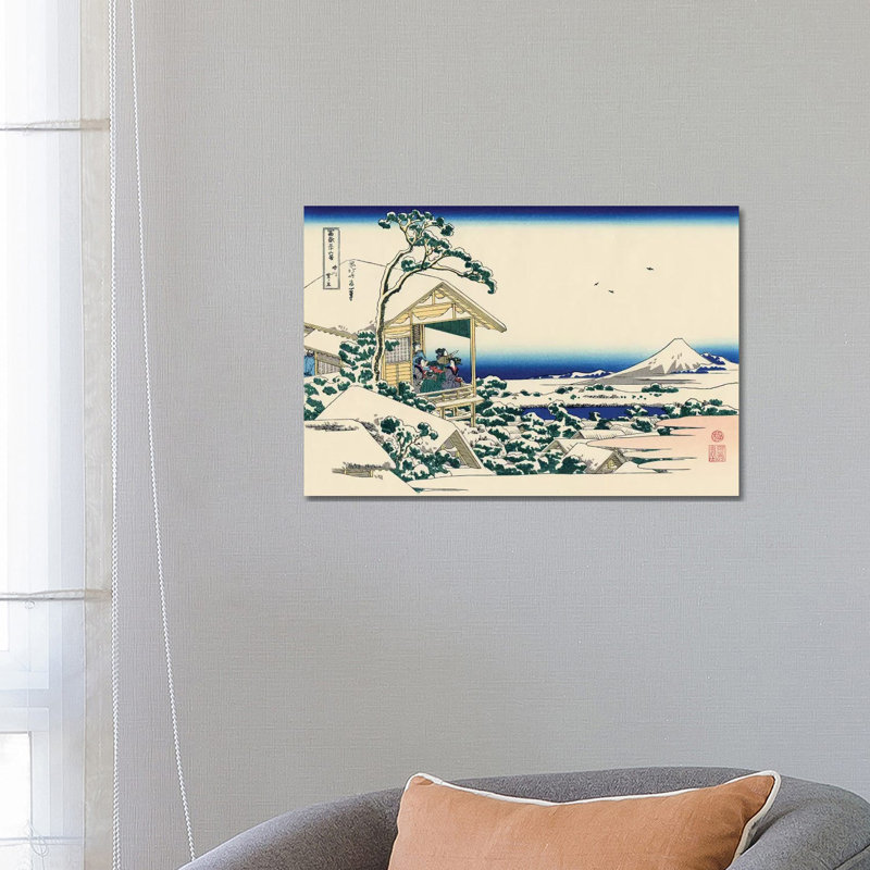 Tea House At Koishikawa, The Morning After Snowfall, C.1830 by Katsushika Hokusai - Wrapped Canvas Painting