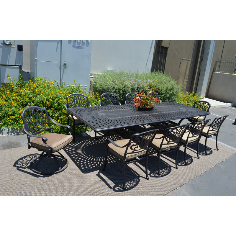 Allene Rectangular 10 - Person 132'' Long Dining Set with Cushion