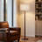 61'' Cream Linen Shade Standard Floor Lamp with Walnut Rubberwood Base and Foot Switch for Living Room or Study Room-38337763