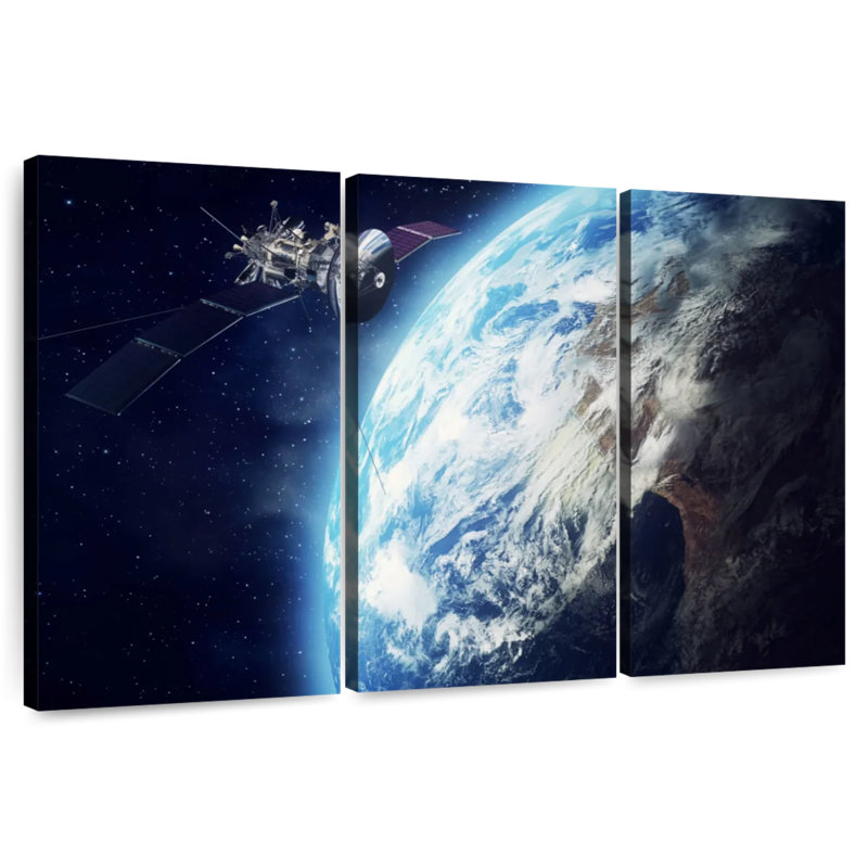 Satellite Revolving Earth, 48" H x 74" W