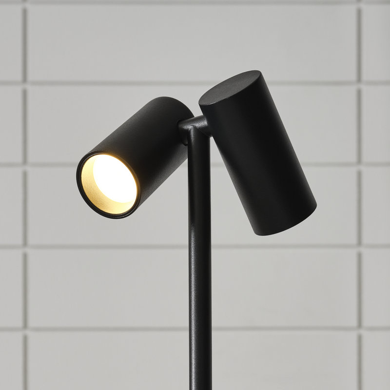 Sean Lavin Doppia 2-light Short Accent Rechargeable Table Lamp in Hand Rubbed Antique Brass, Black