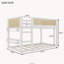 Lit superposé simple au-dessus d'un lit simple avec tablettes de rangement, lit superposé bas avec garde-corps en rotin, blanc, (date d’arrivée prévue 2026/5/26)-335251234