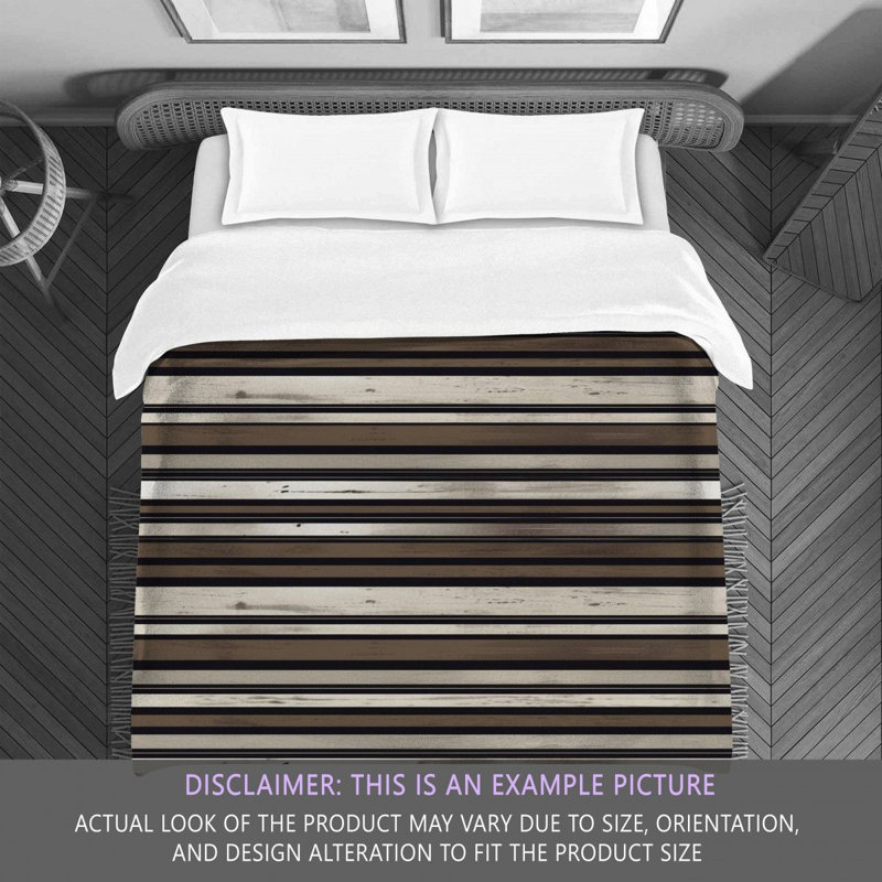 Polyester Striped Comforter, Twin Extra Long Comforter, Brown/Silver