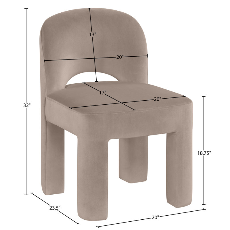 Chaise rembourrée Celine, Velours taupe
