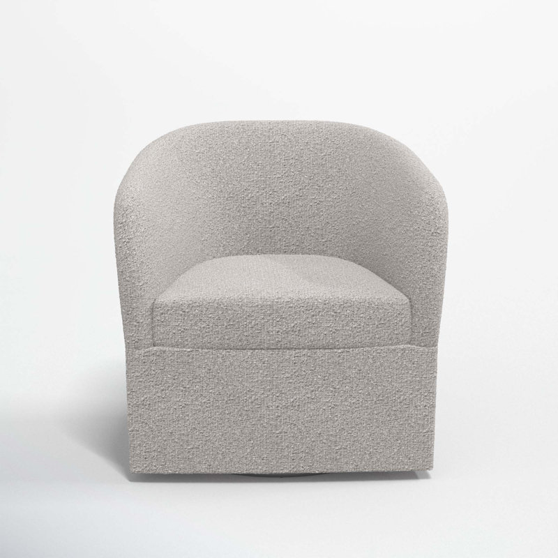 Lesia Upholstered Swivel Barrel Chair, Classic Elephant Boucle