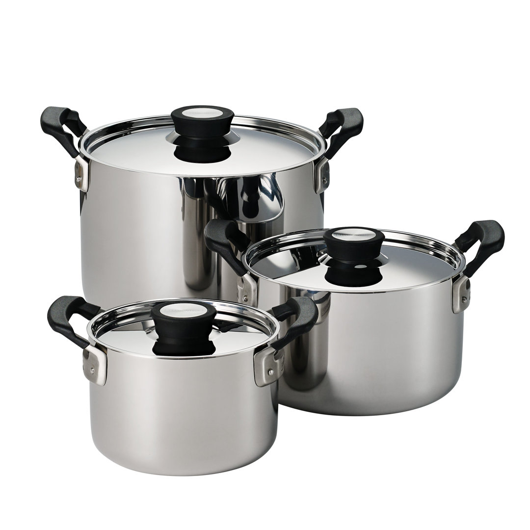 Tramontina Nesting 6 Pc Stainless Steel Tri-Ply Clad Sauce And Stock Pot Set Tramontina