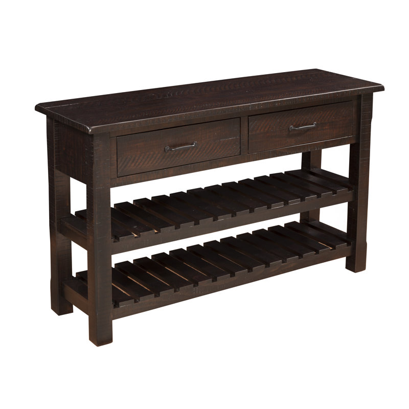 Console en bois massif de 50 po Koffler, Noir antique