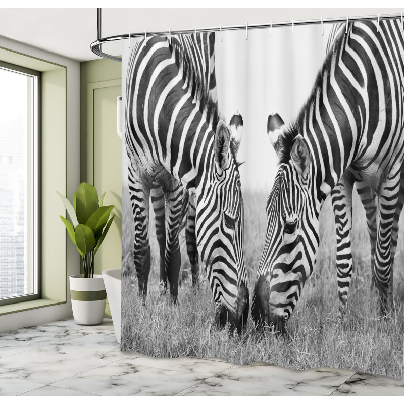 Ensemble de rideau de douche et crochets Animal, H 70 po x l 69 po