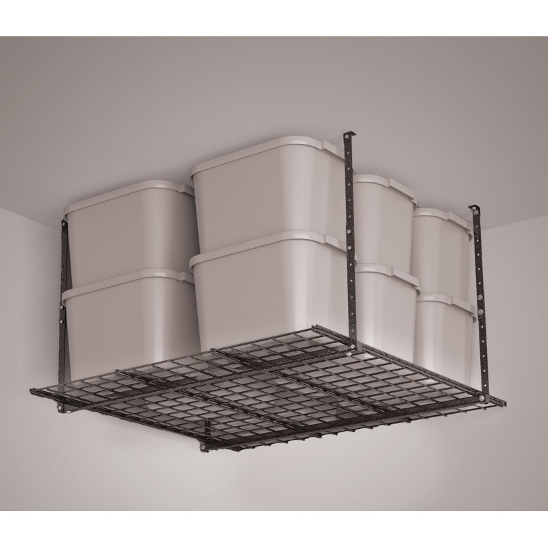 HyLoft Overhead Storage System, Ceiling Mounted Garage Organization Rack, 29" H x 45" W x 45" D, Black