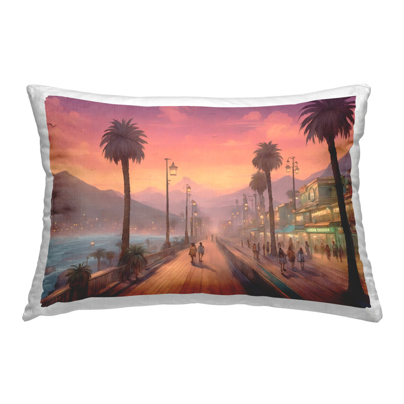 Coussin décoratif imprimé Busy Tropical Boardwalk par Noah Bay