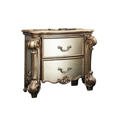 Marvelous 2 Nightstand With Oversized Scrolled Leg And Metal Handle Exquisite Gold Patina Felt Lined Drawers