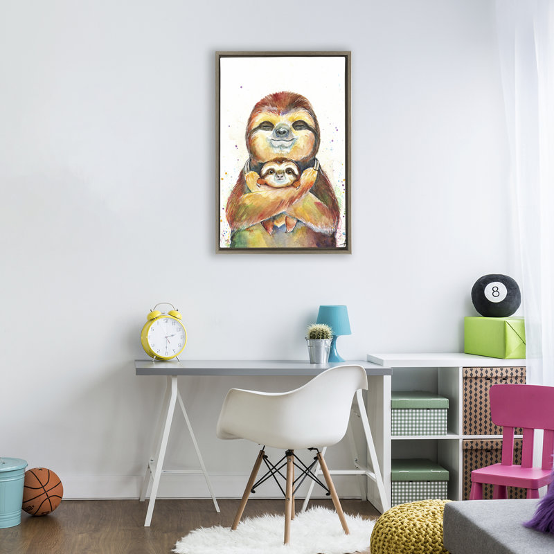 Cadre flottant Exotic Xenarthra Sloths, design par Marc Allante, H 25 po x l 17 po, Cadre flottant orme Montalcino