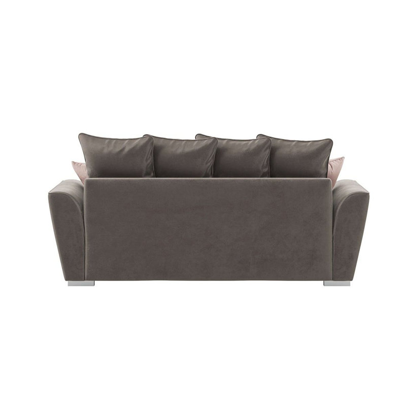 Bailor 3 Seater Velvet Sofa with Loose Back Cushions (Velvet), Brown, Pink Velvet