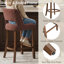 Tabourets de bar modernes à hauteur de comptoir rembourrés en chenille avec pieds en bois massif et dossier découpé, ensemble de 2-734300848