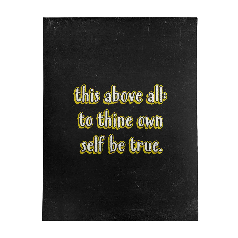 Tapis en polyester à style tableau noir à citation inspiration shakespeare, Rectangle 9 pi x 12 pi