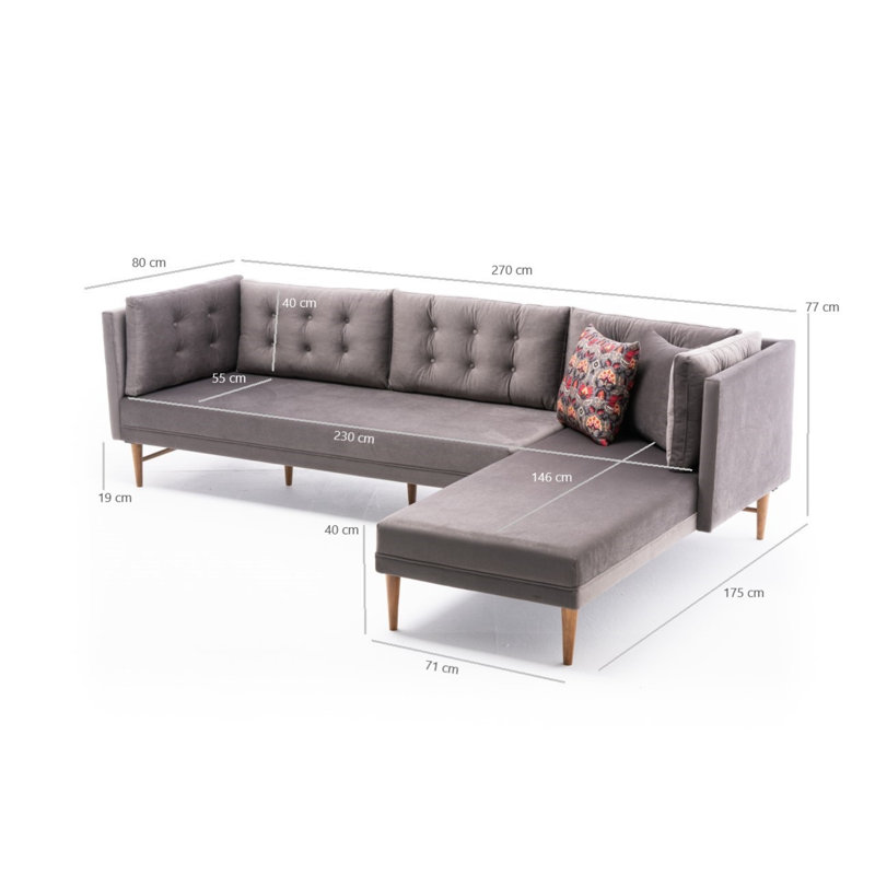Canapé modulaire Edony, 100 % polyester gris