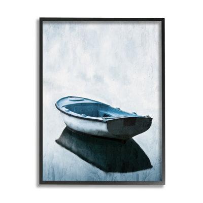 " Peaceful Row Boat Floating Reflection Lake Water "