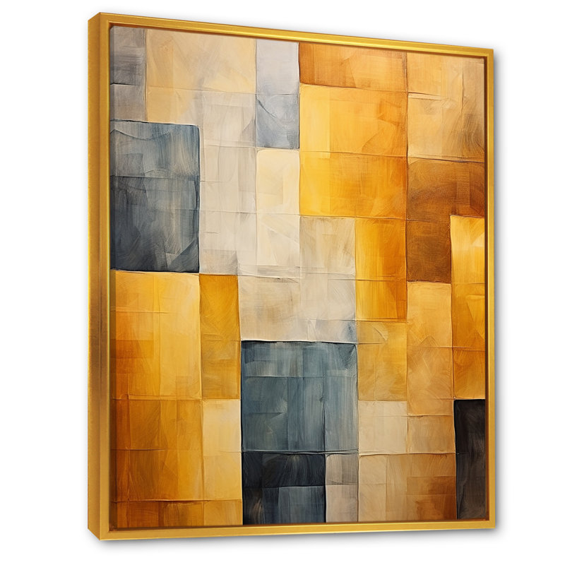Topaz Tessellation - formes abstraites, estampes murales, Cadre flottant doré, H 40 po x l 30 po x P 1,5 po