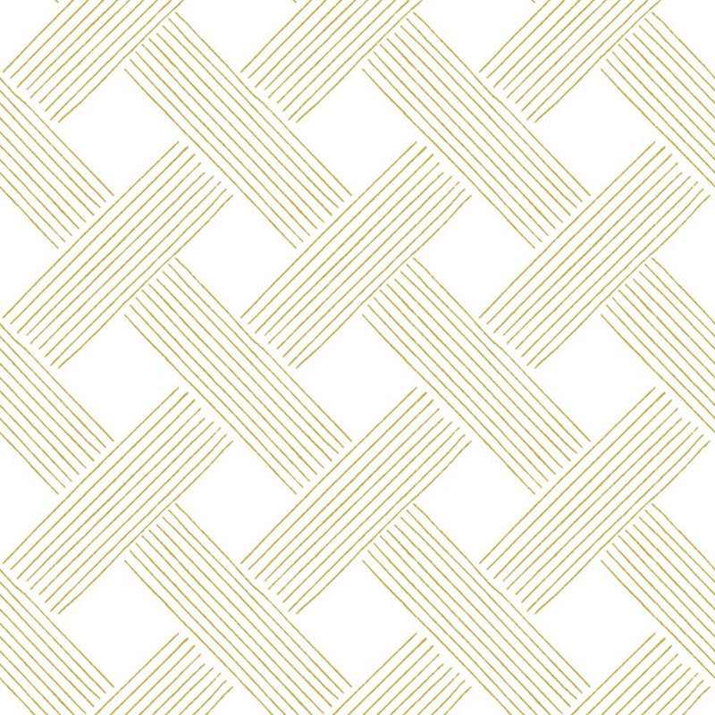 Lady Charlotte Lattice Weave 10' L x 24" W Wallpaper Roll, Daffodil, Paper, Non-pasted