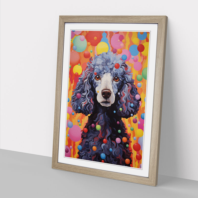 Poodle Colour Field No.3 - Framed Print, 46cm H x 34cm W x 2cm D, Oak Framed