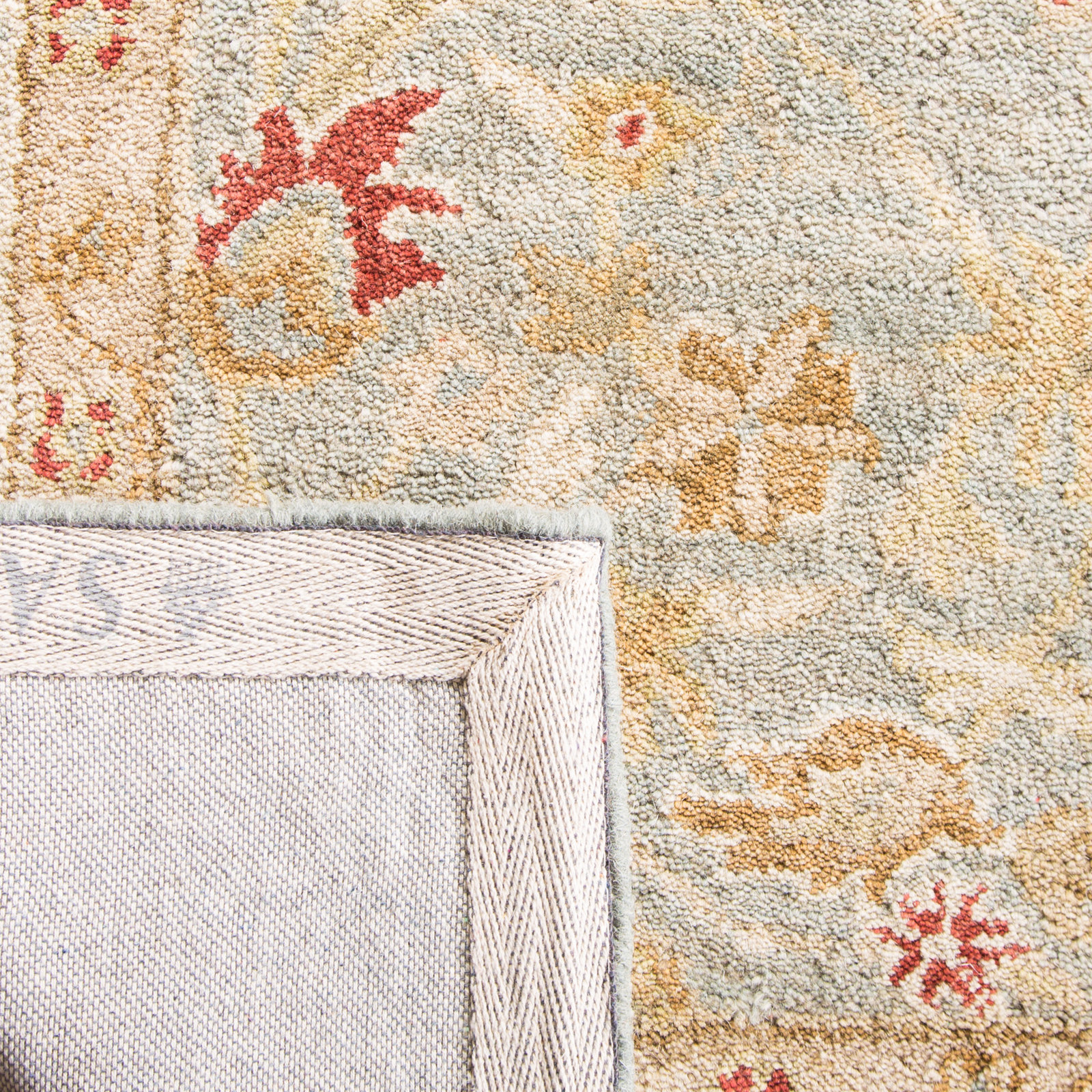 Samuel Gray Blue Beige Hand-Tufted Wool Rug, Square 8'