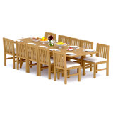 113 Pcs Grade-A Teak Wood Dining Set: 122" Atnas Double Extension Rectangle Table And 12 Devon Armless Chairs #11DV2800