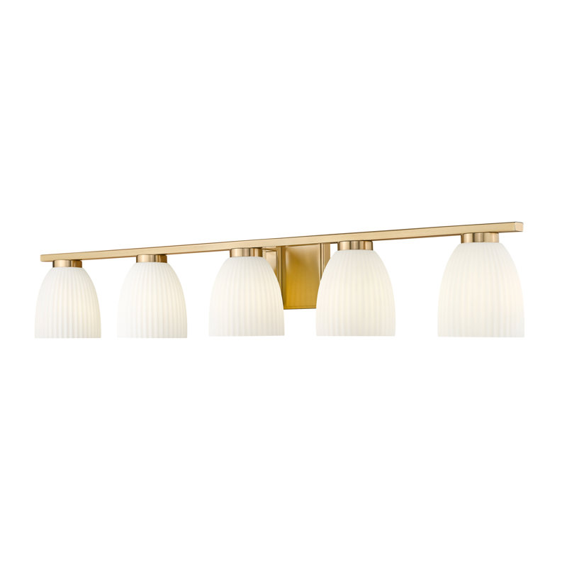Mateo Modern Vanity, Gold, 5 Lights, 6.5" H x 40" W x 6.5" D
