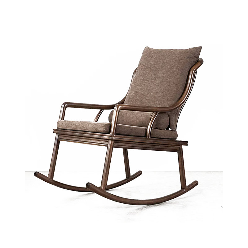 Chaise berçante en bois massif, Brun