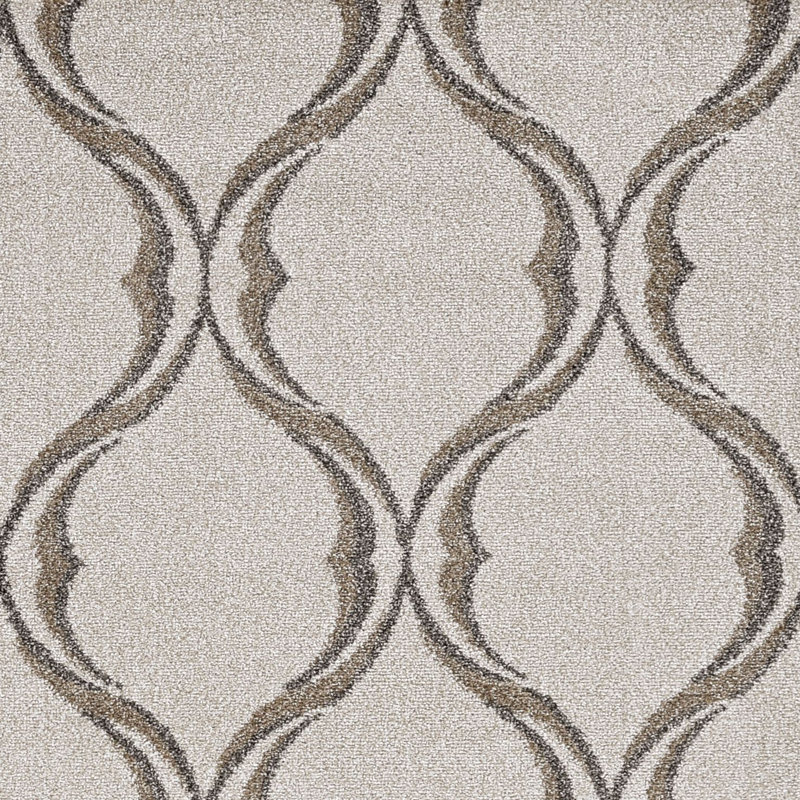 Tapis intérieur / extérieur géométrique ivoire en polypropylène tissé à la machine 7 pi 7 po x 10 pi 10 po Geometric
