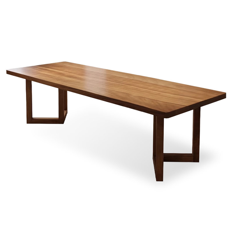 Nut-Brown Rectangular Solid Wood Dining Table, 29.53" H x 94.49" L x 35.43" W