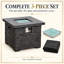 Table de foyer carrée au propane de 81 cm (32 po), table de foyer au gaz MGO certifiée CSA de 50 000 BTU avec rangement pour bouteille de 9 kg (20 lb), verre à feu bleu et couvercle, gris anthracite