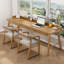 Bureau rectangulaire brun en bois massif avec 3 tiroirs-95010846