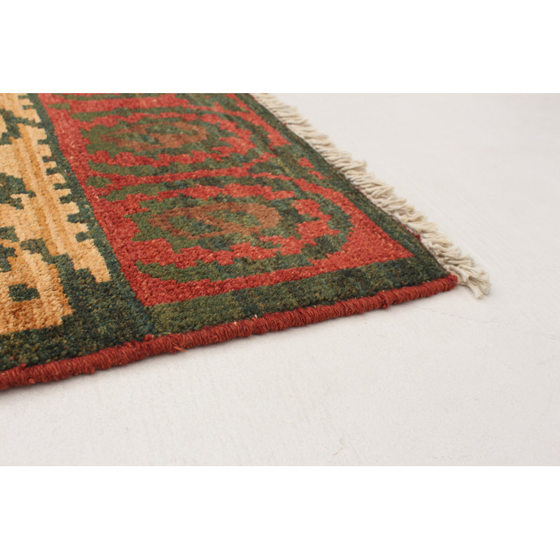 Tapis de bois one-of-kind-noué la 2010 shalimar rouge/jaune/bleu 6 pi 5 po x 9 pi en laine de 5 po Céline