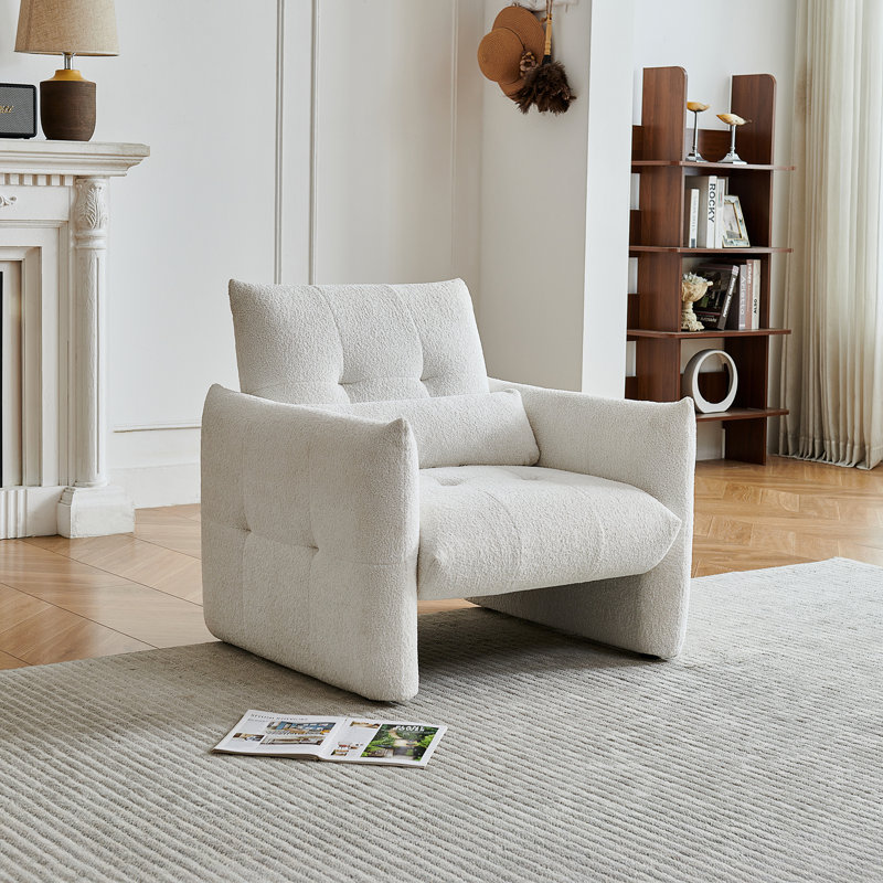 Fauteuil d'appoint moderne capitonné, Beige