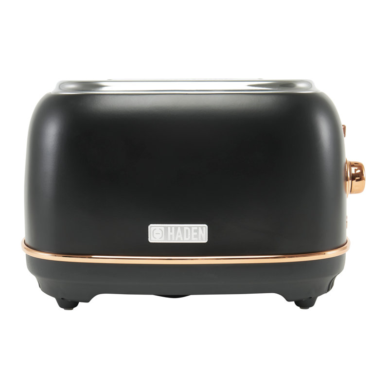 Black and Copper Stainless Steel 2-Slice Toaster with Crumb Tray