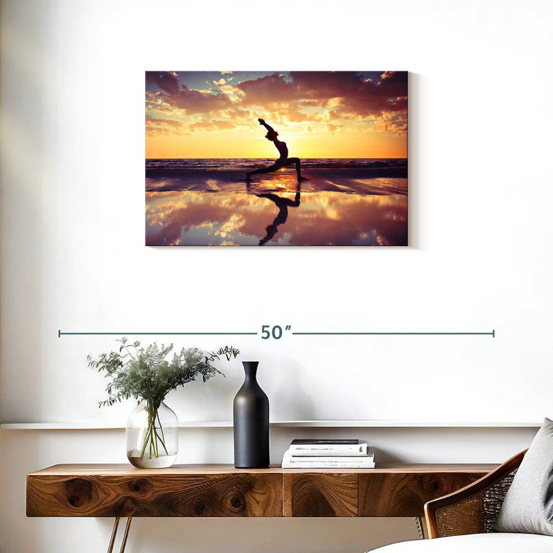 Kerrick yoga au coucher du soleil, H 20 po x l 30 po